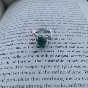 Wire Wrapped Green Gemstone Ring